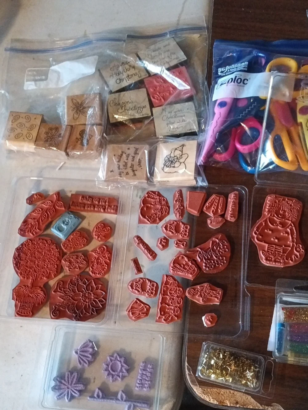 Craft Holiday Stamp and Embellishment Set - Red, Purple, Gold
